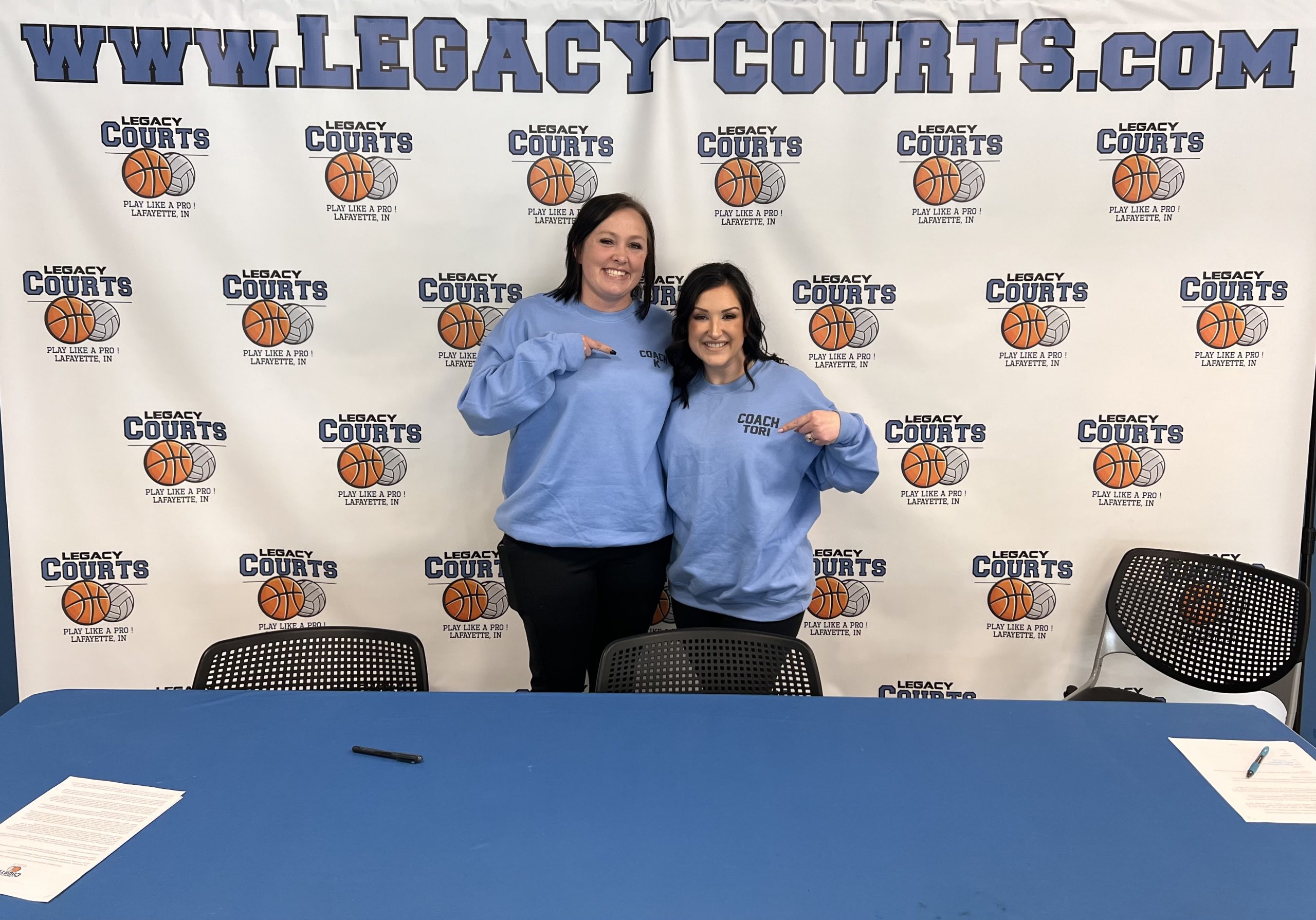 Legacy Courts Cheerleading Coaches Tori and Kasey.